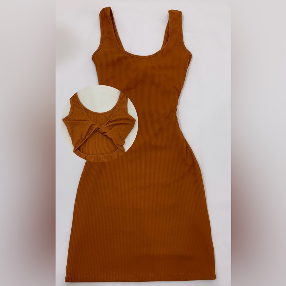 dress from Rainbow, size S with a crisscross back, burnt orange/brown color